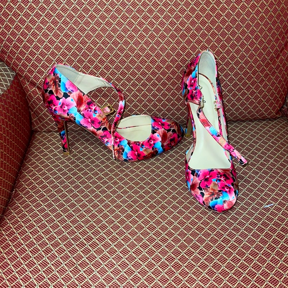 Hot pink flower heels